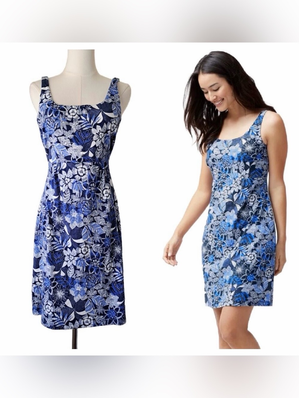 TOMMY BAHAMA Boardwalk
Blooms Blue Floral Mini Tank
Dress, Size Medium